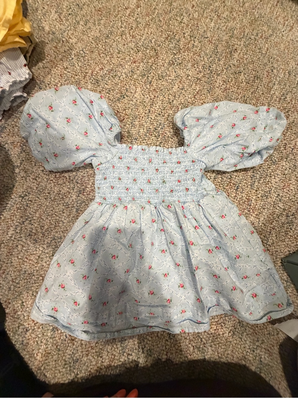 Janie and Jack Light Blue Floral Puff-Sleeve Dress